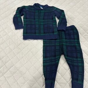 Old Navy 100% Cotton Plaid Sweater Set - Navy and Green